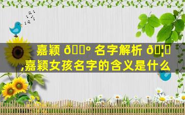 嘉颖 🐺 名字解析 🦊 ,嘉颖女孩名字的含义是什么
